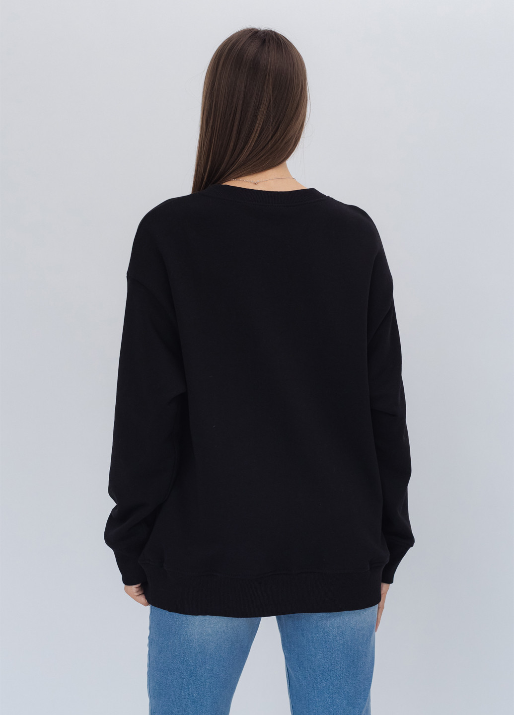 Чорний світшот Nora Kvittin однотонний аплікація, вишивка (301079908)