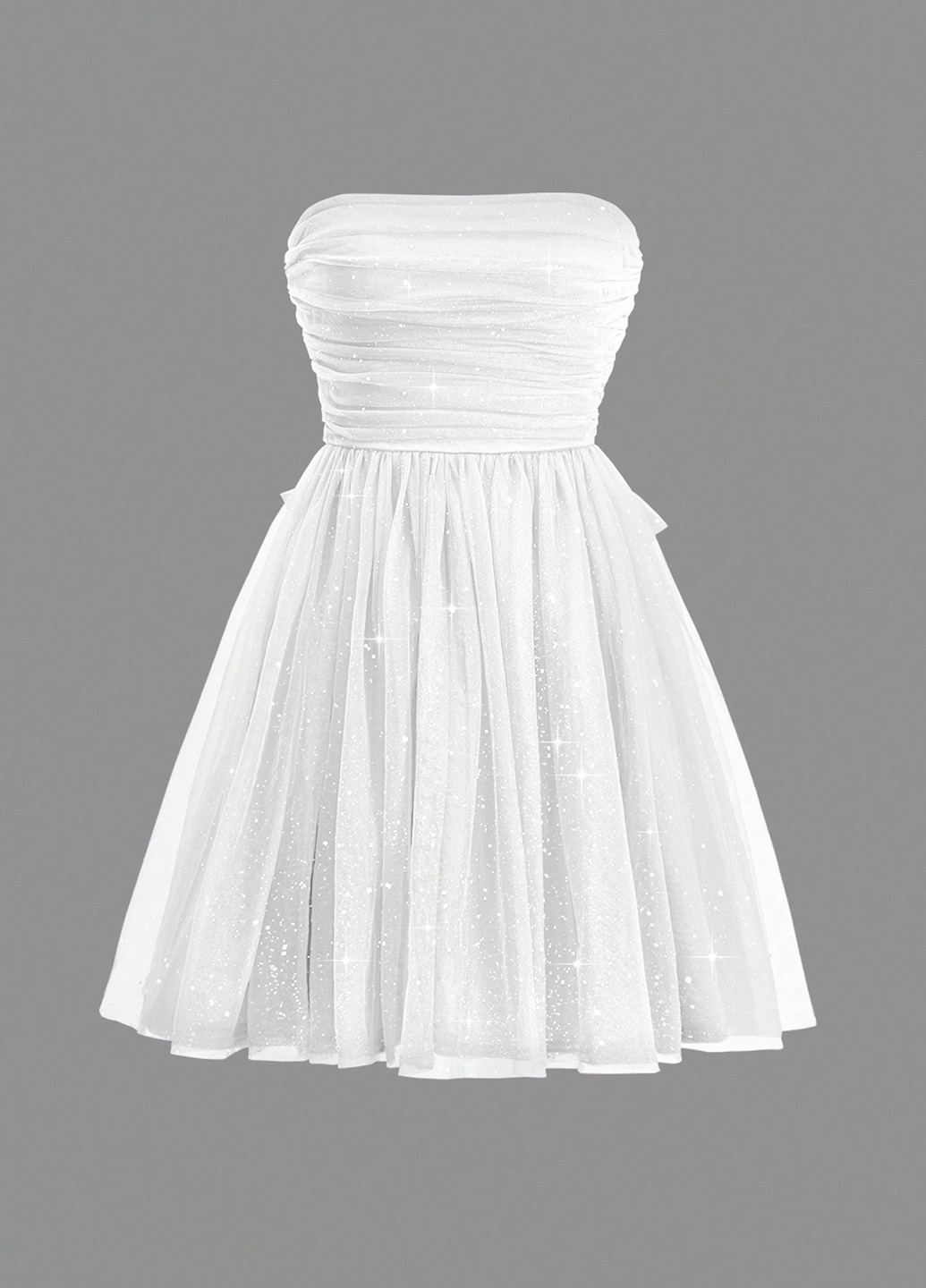 Белое праздничный, коктейльное, вечернее платье клеш, с открытыми плечами, с открытой спиной SHEIN однотонное