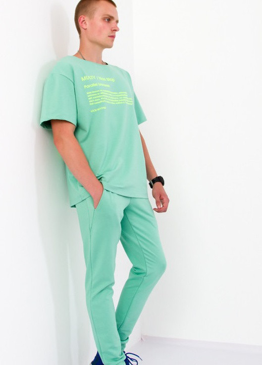 Зеленый летний комплект мужской (футболка+брюки) Носи своє 8212