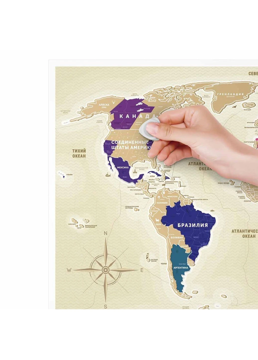 Скретч карта світу "Travel Map Gold World" (рус) (рама) 1DEA.me (254288784)