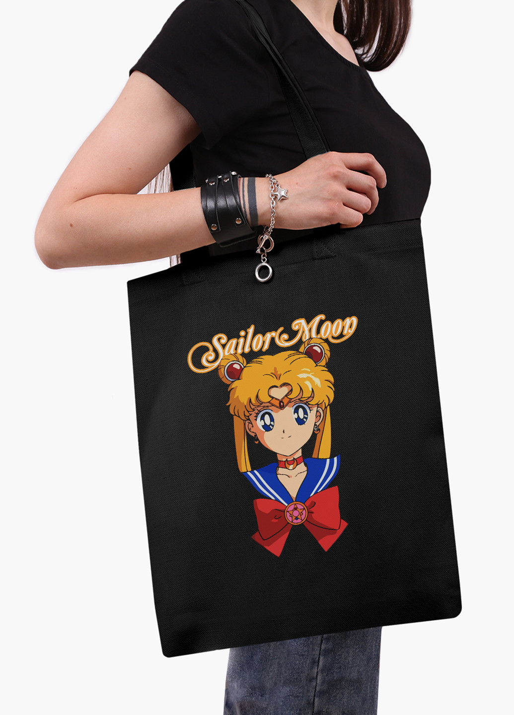 Еко сумка шоппер Сейлор Мун (Sailor Moon) (9227-2915-BK) MobiPrint (235784796)