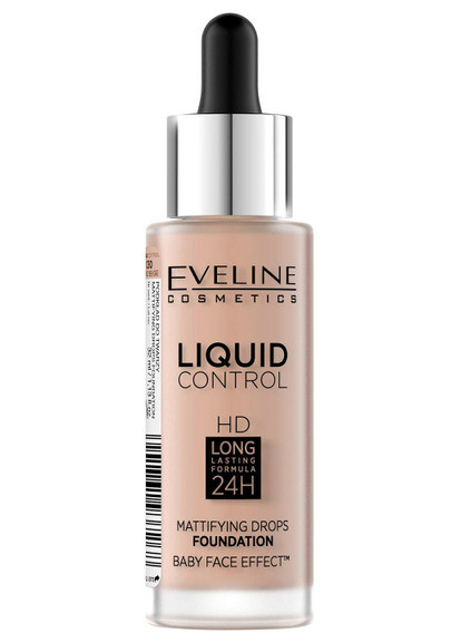 Тональная основа жидкая Liquid Control HD Mattifying Drops Foundation Eveline Cosmetics (250061239)