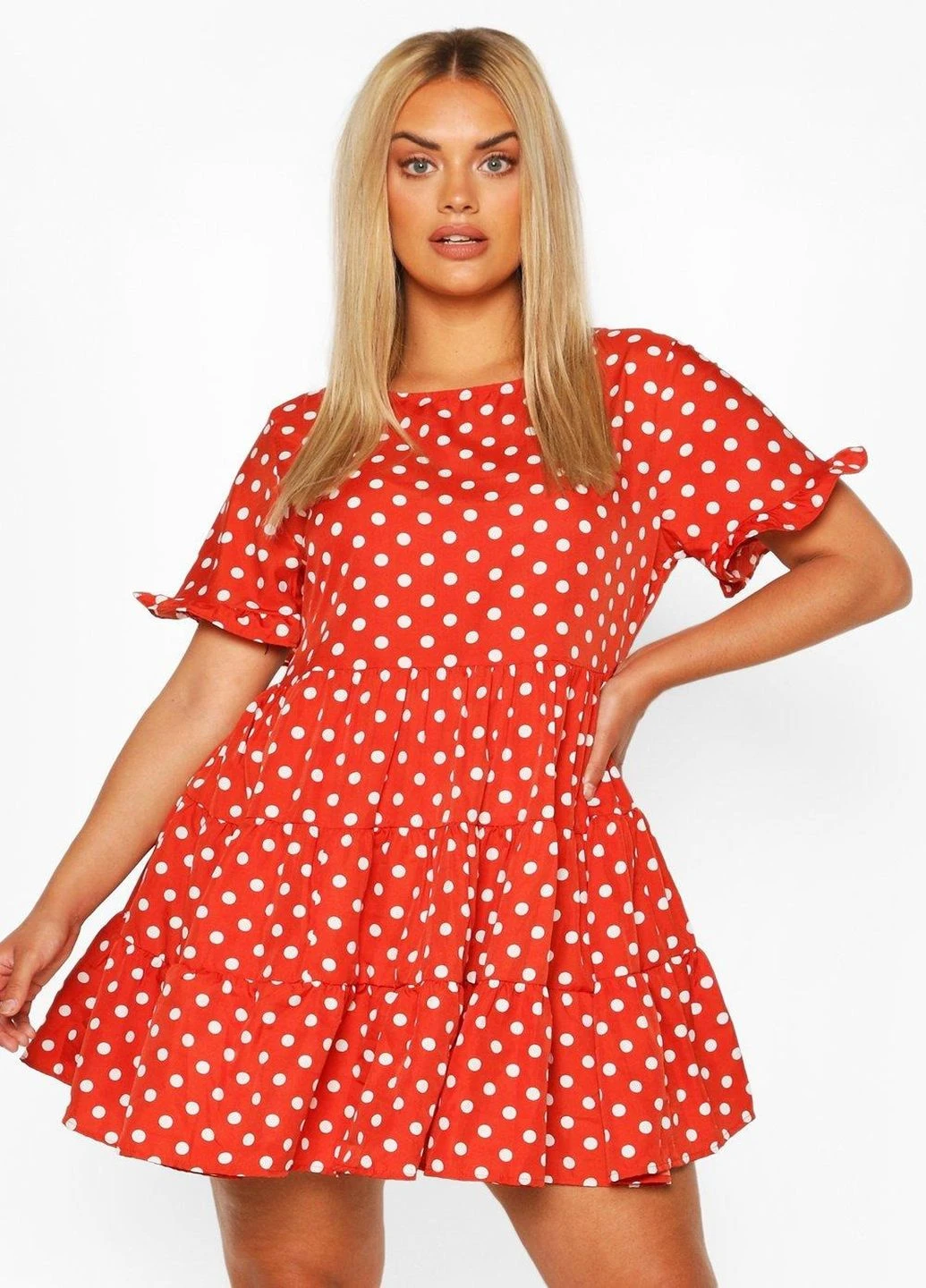 Красное кэжуал платье Boohoo однотонное