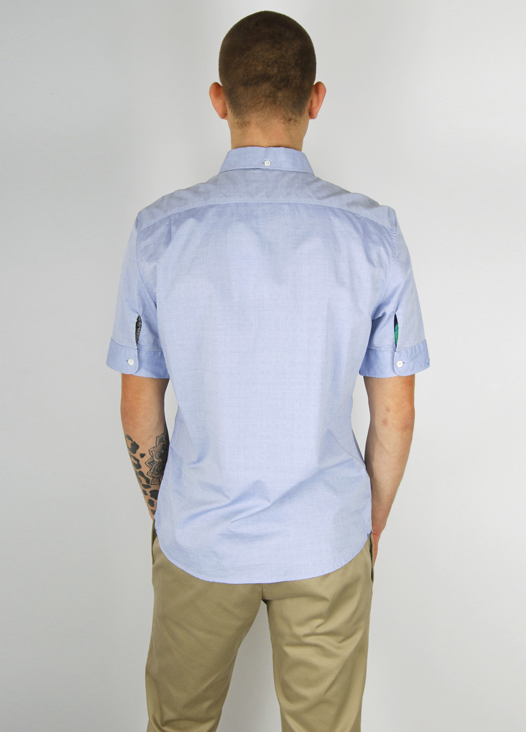 Светло-синяя кэжуал рубашка однотонная JACK&JONES с коротким рукавом