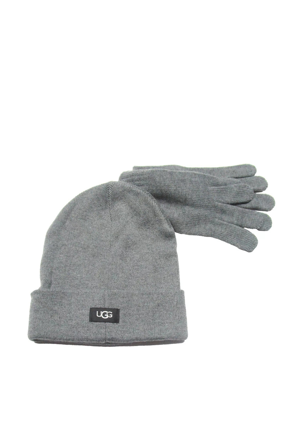 Серый демисезонный комплект (шапка, перчатки) UGG