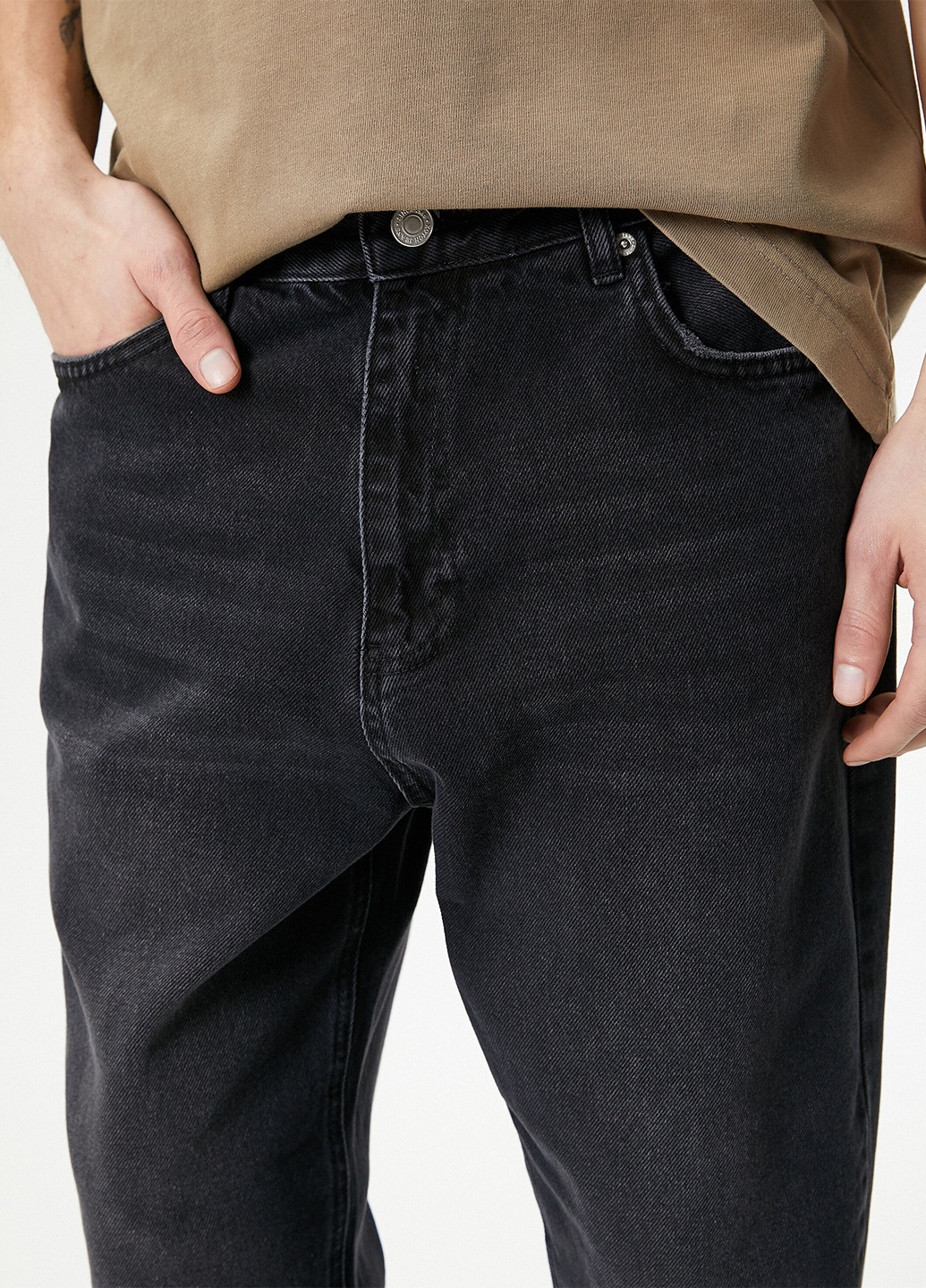 Черные демисезонные зауженные, укороченные джинсы KOTON