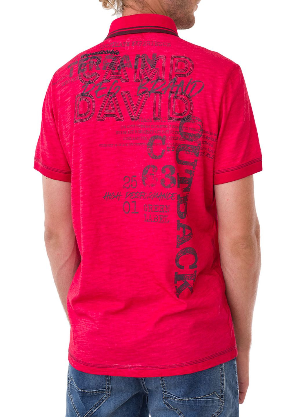 Красная футболка-поло для мужчин Camp David однотонная