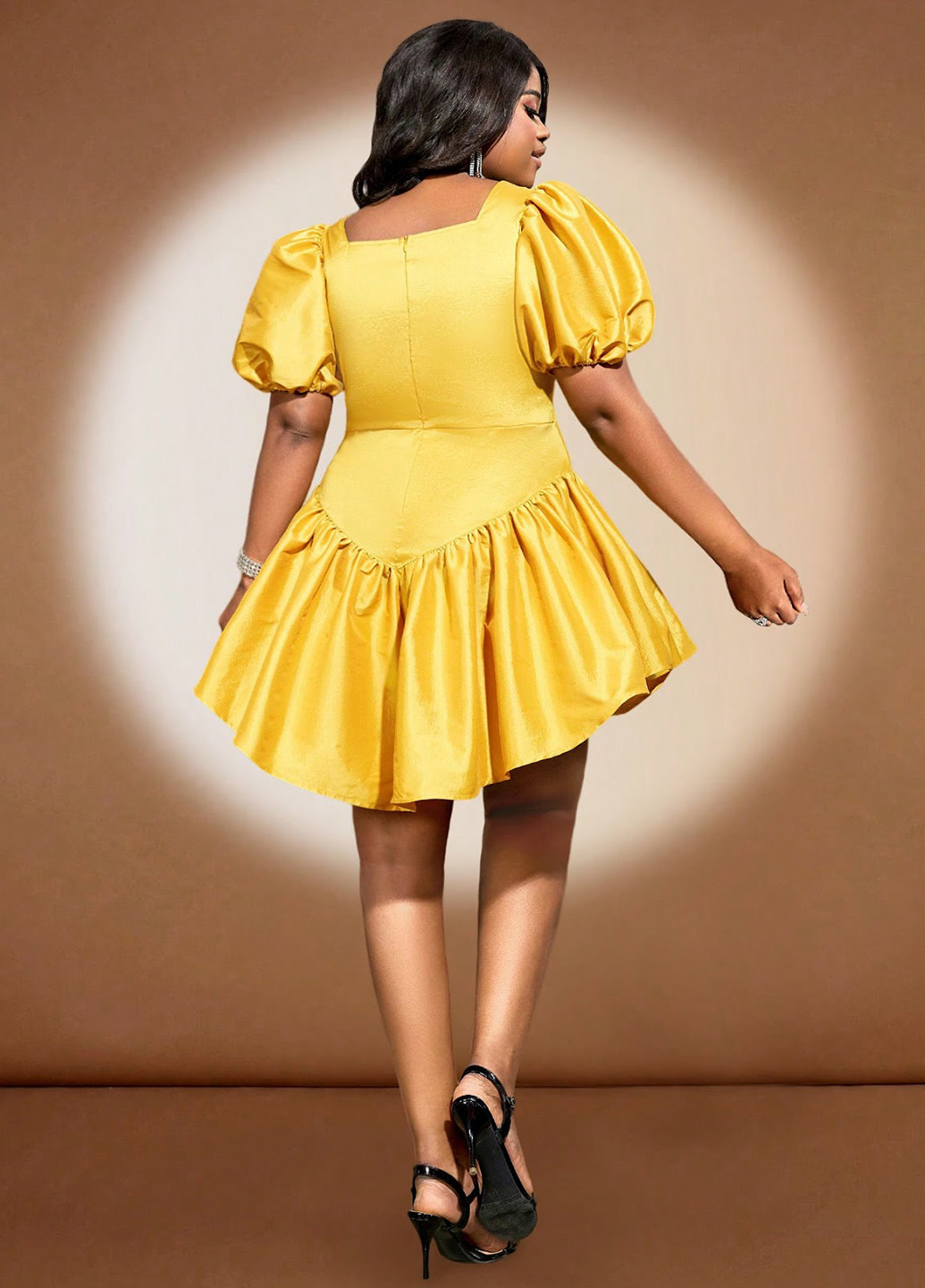 Жовтий коктейльна сукня бебі долл SHEIN однотонна