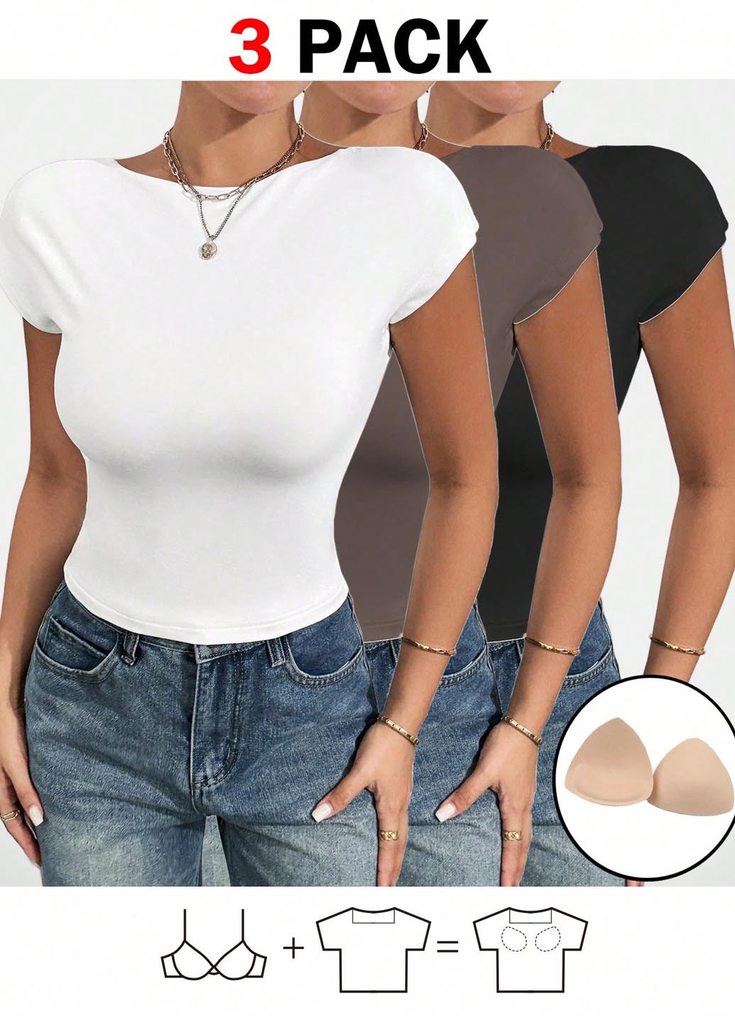 Футболка (3 шт.) SHEIN - (346914818)