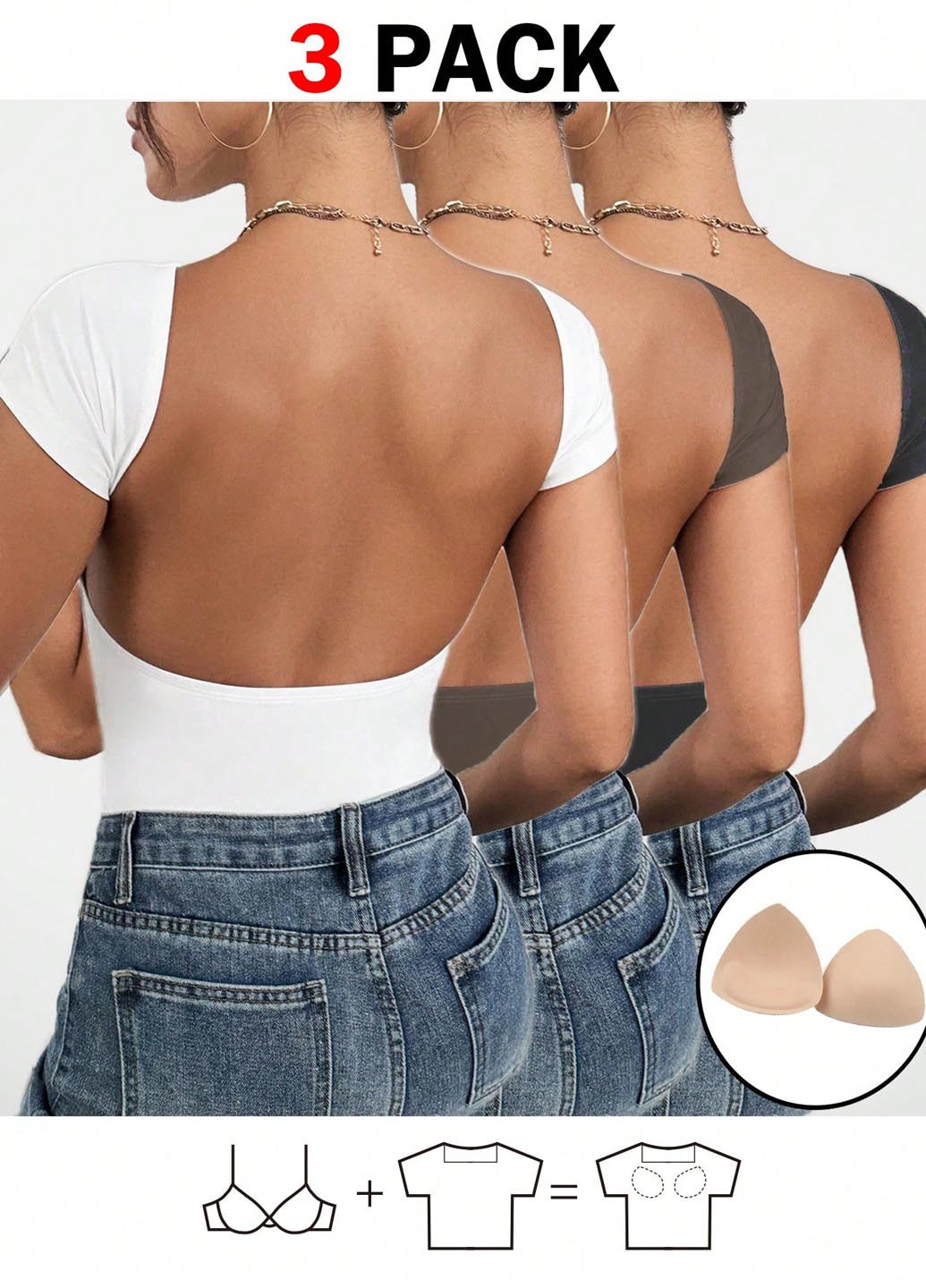 Футболка (3 шт.) SHEIN - (346914818)