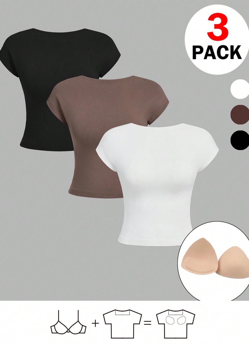 Футболка (3 шт.) SHEIN - (346914818)