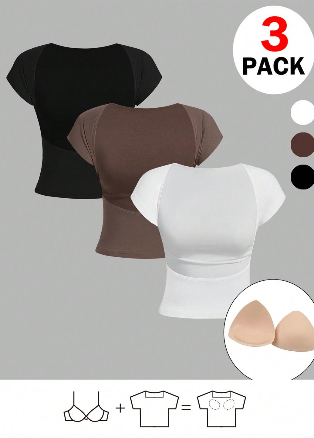 Футболка (3 шт.) SHEIN - (346914818)