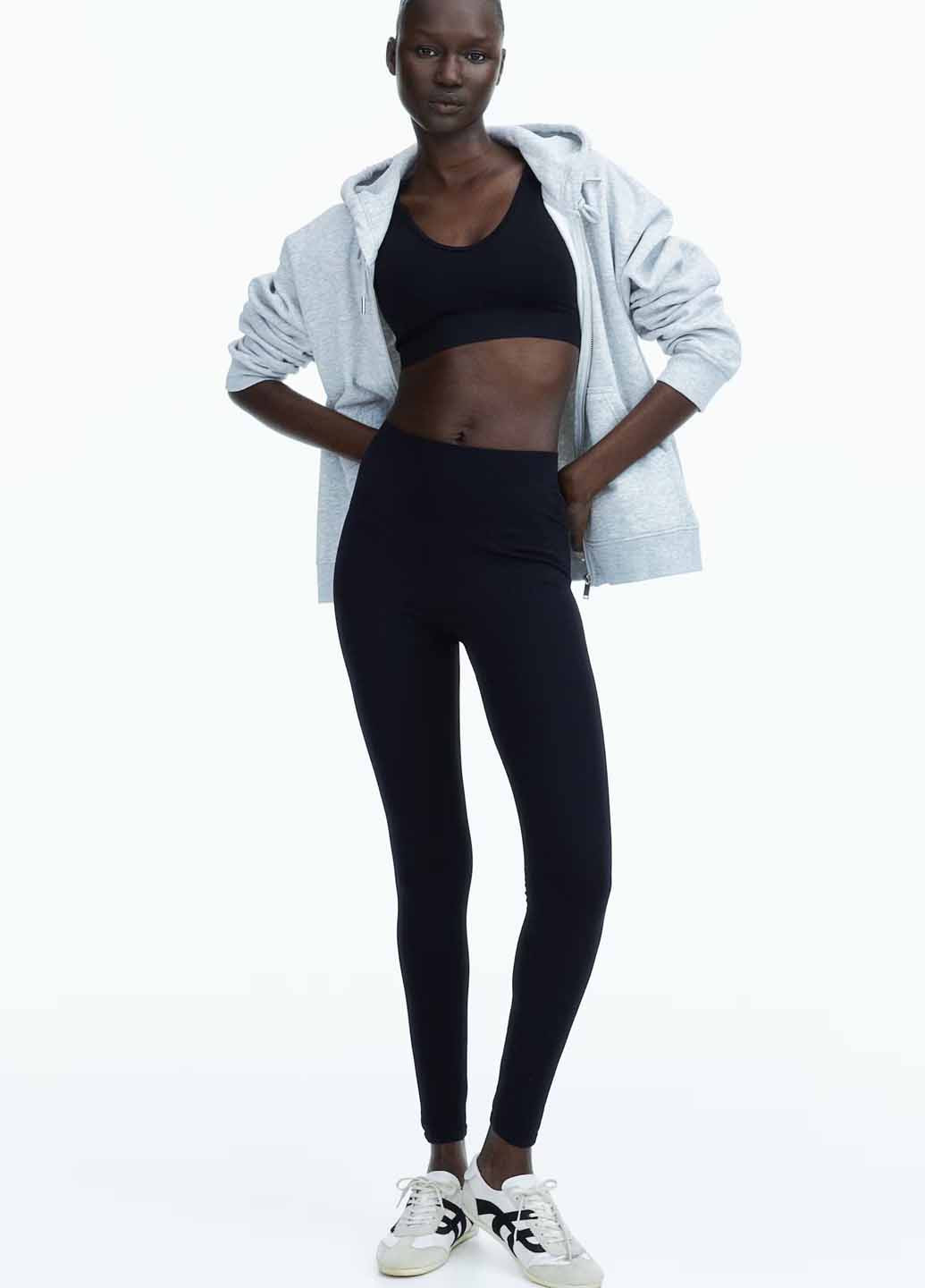 Черные демисезонные леггинсы H&M