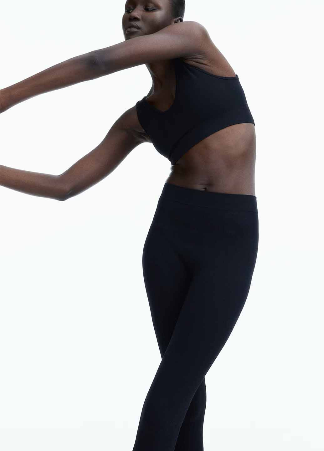 Черные демисезонные леггинсы H&M