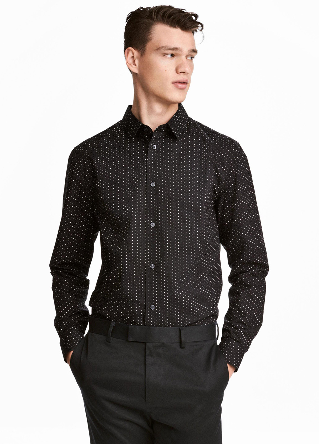 Черная кэжуал рубашка в горошек H&M