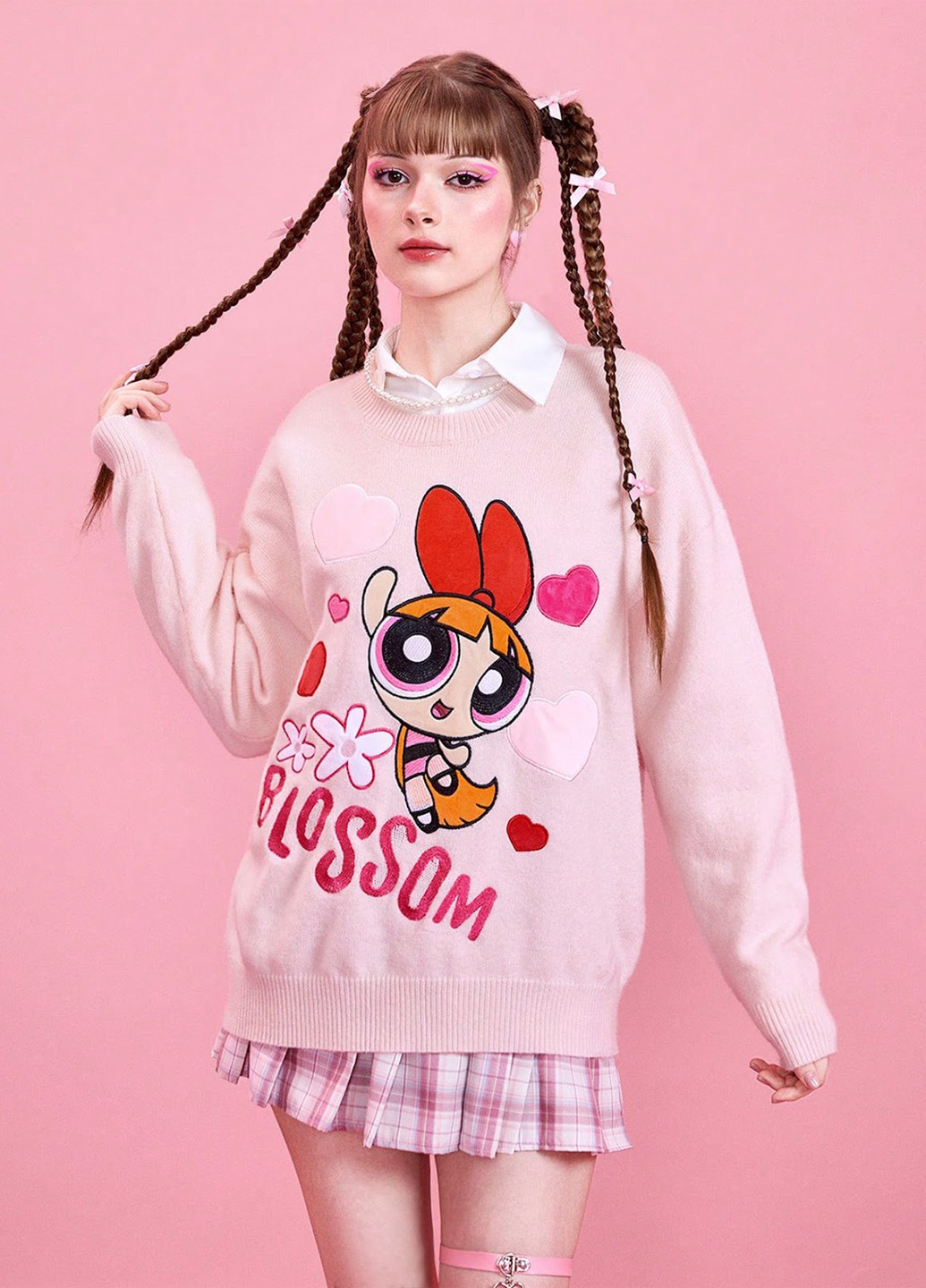 Светло-розовый демисезонный свитер джемпер SHEIN