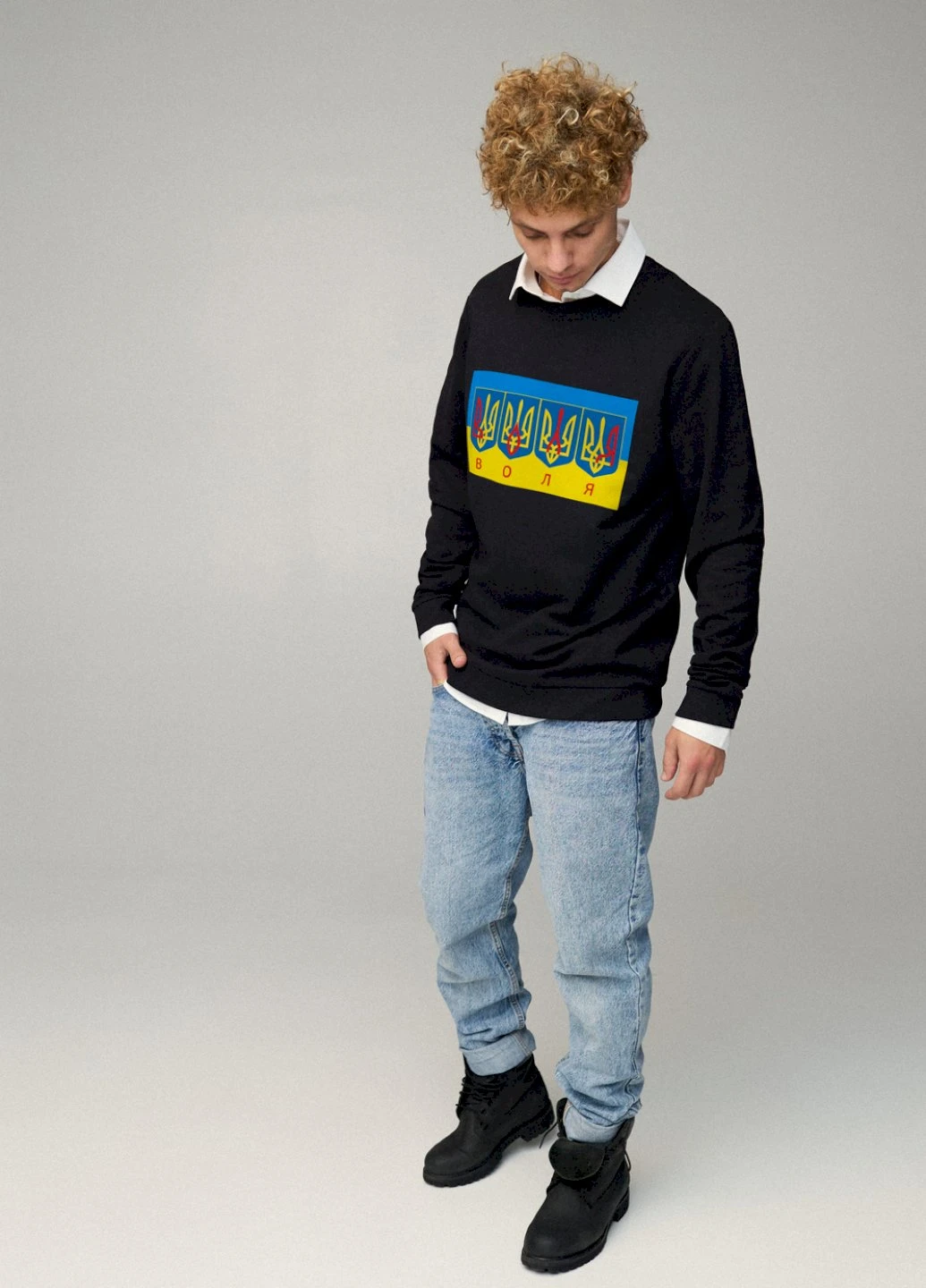 Чорний свитшот мужской oversize /no flis/ YAPPI малюнок (254557493)