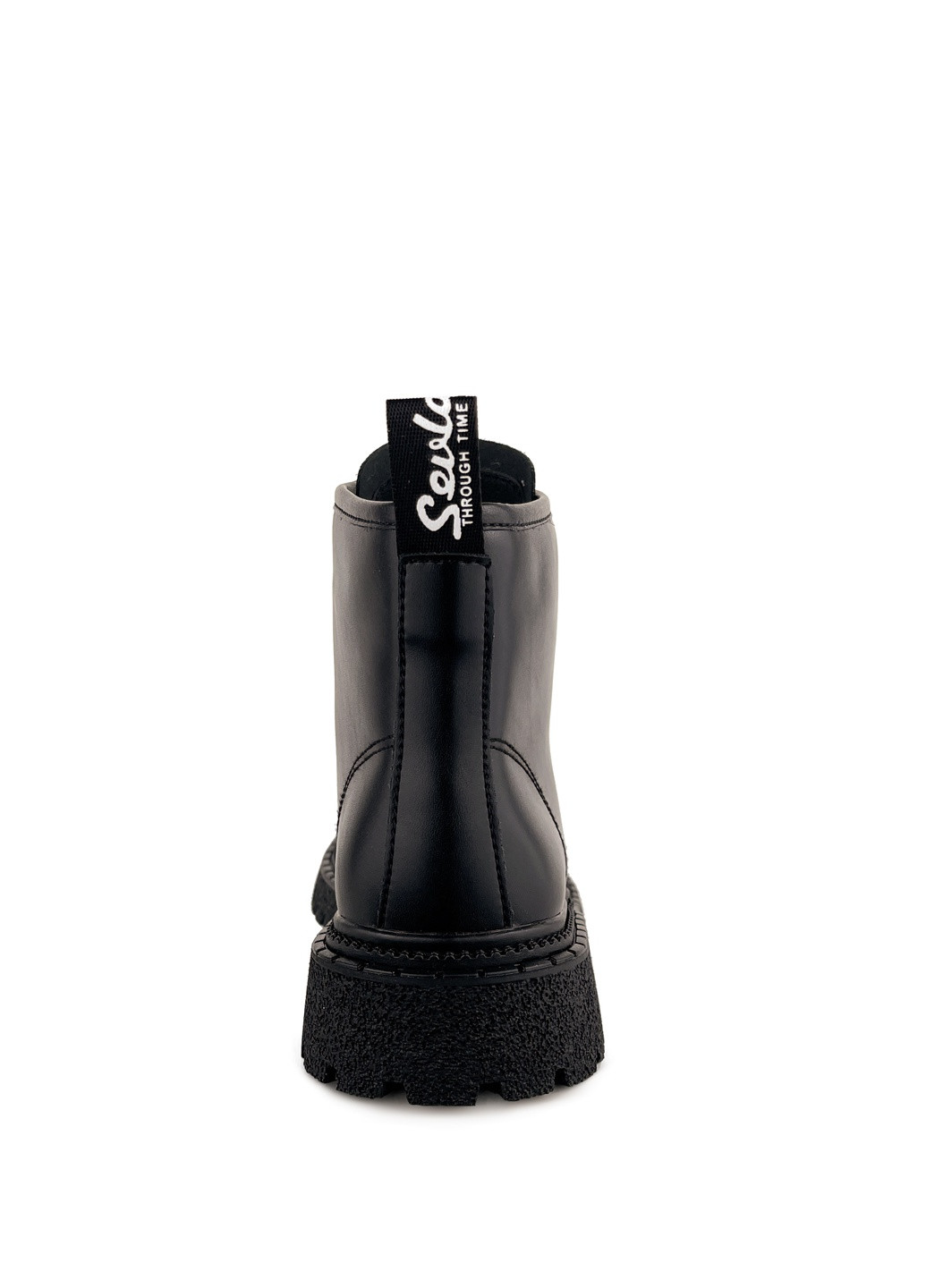 Осенние ботинки женские молодежные черные на тракторной подошве Fashion из искусственной кожи