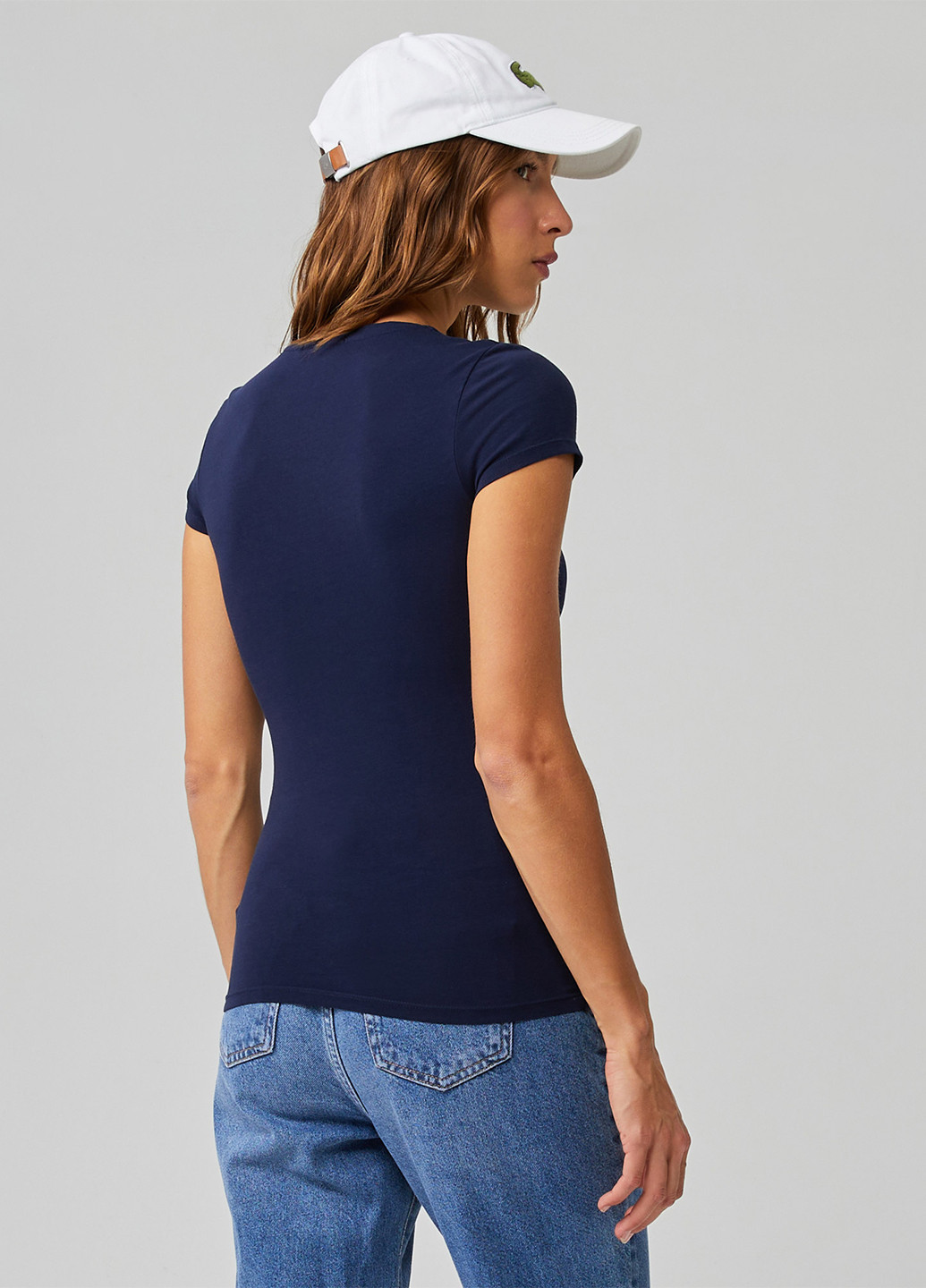 Темно-синяя летняя футболка Lacoste