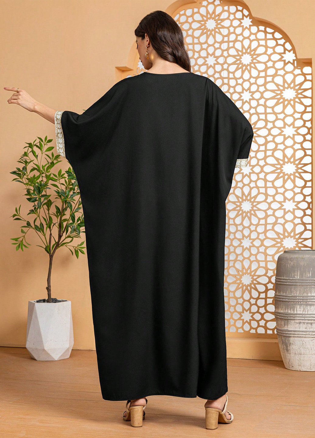 Черное вечернее, кэжуал платье оверсайз SHEIN с абстрактным узором