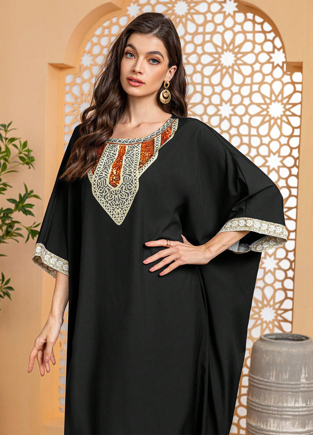 Черное вечернее, кэжуал платье оверсайз SHEIN с абстрактным узором