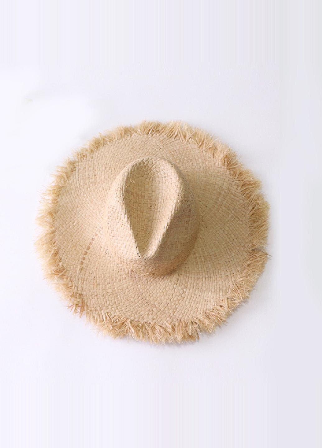 Солом’яний капелюх федора з бахромою (Je103) No Brand федора темно-бежевий солома