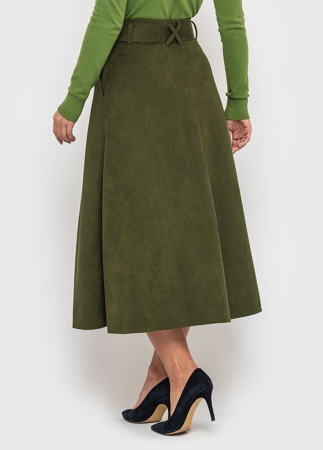 Зеленая кэжуал однотонная юбка Luzana клешированная-солнце
