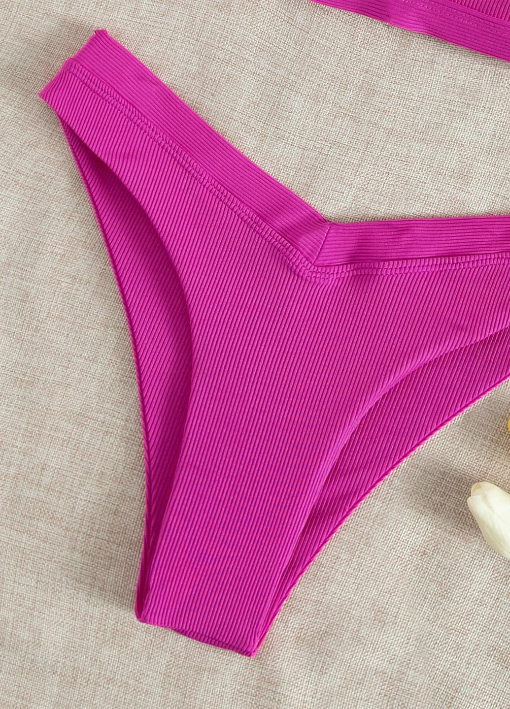 Фуксиновий (колору Фукія) літній купальник (купальний ліф, трусики) бандіні SHEIN