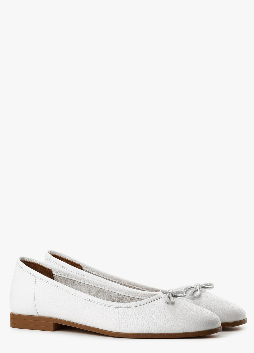 Женские балетки Le'BERDES | белые однотонные бант натуральная кожа (293152931)
