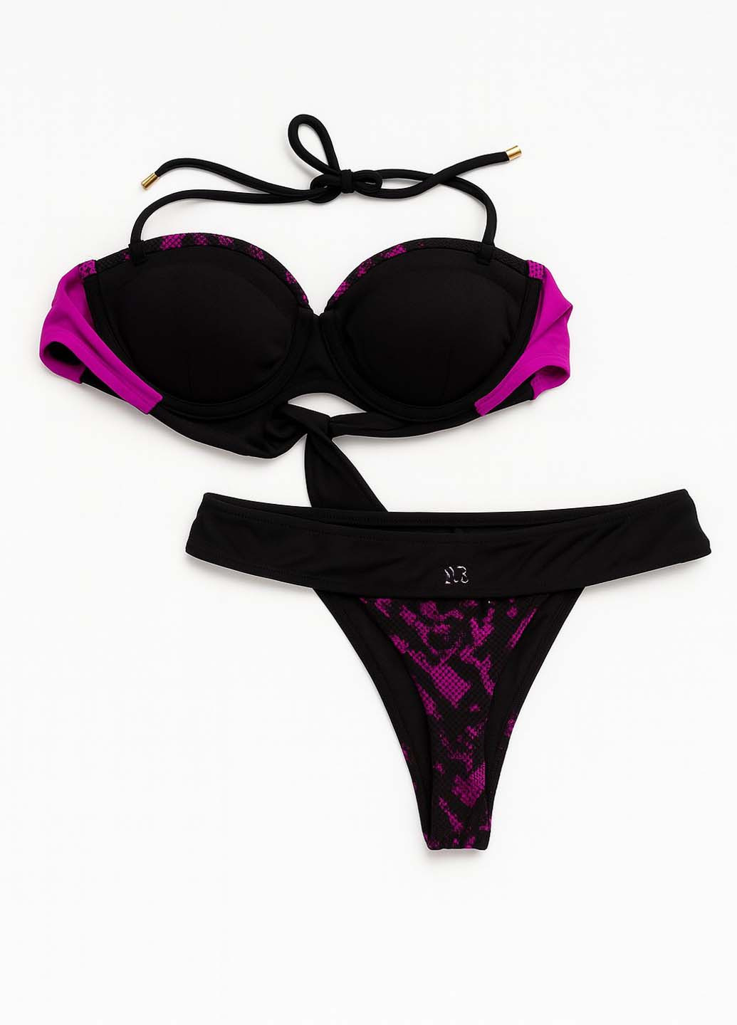 Фуксиновый летний купальник (лиф, трусики) балконет, раздельный Sassofono