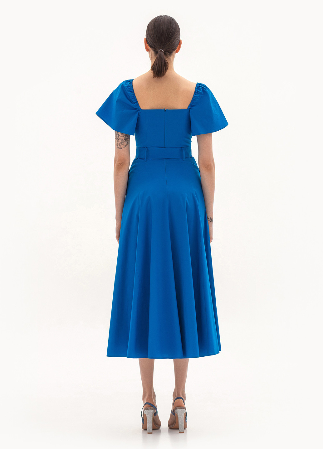 Синее вечернее платье в стиле ампир BGL однотонное