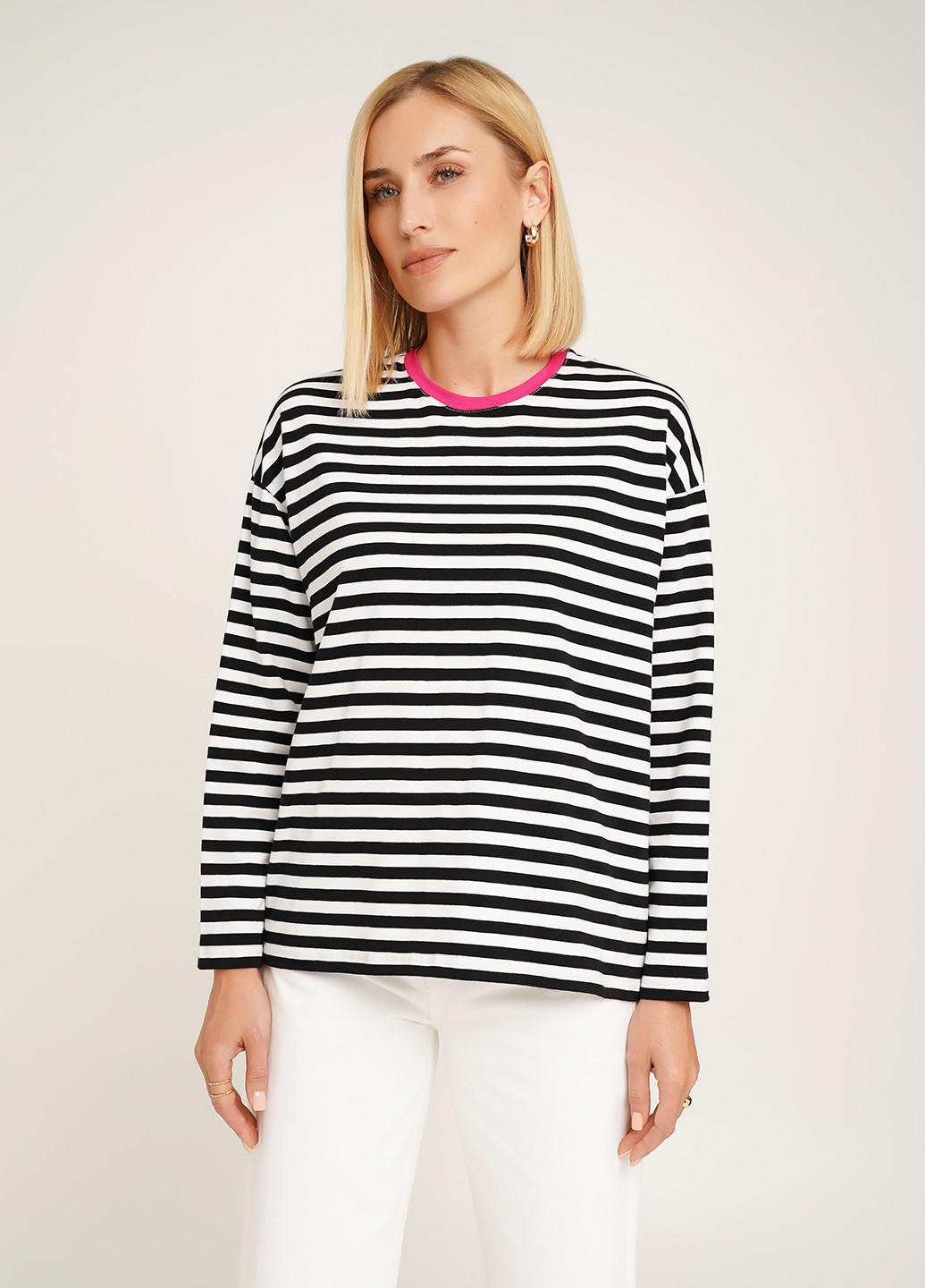 Тільняшка оверсайз з малиновою горловиною KASTA design (301039308)