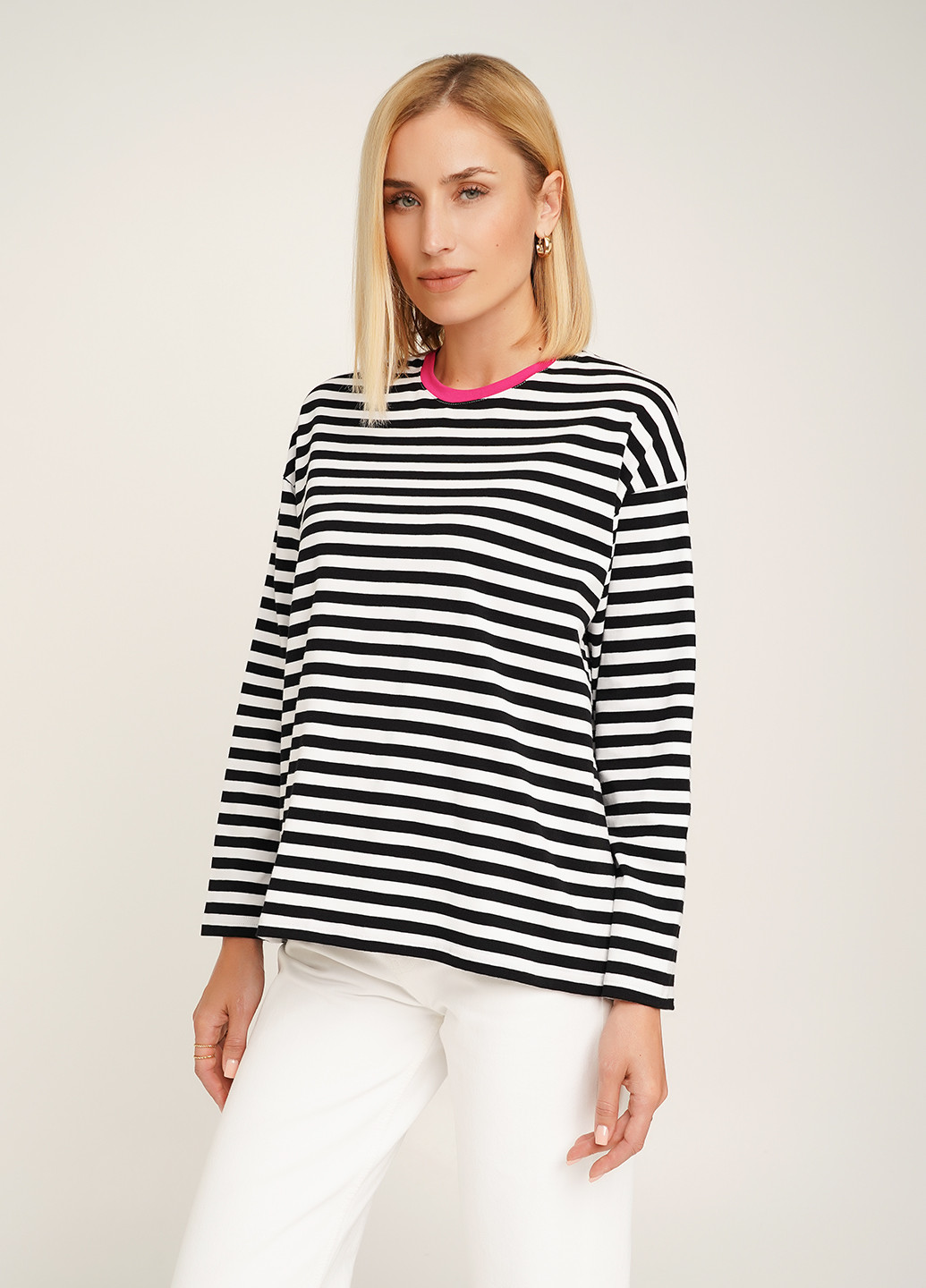 Тільняшка оверсайз з малиновою горловиною KASTA design (301039308)