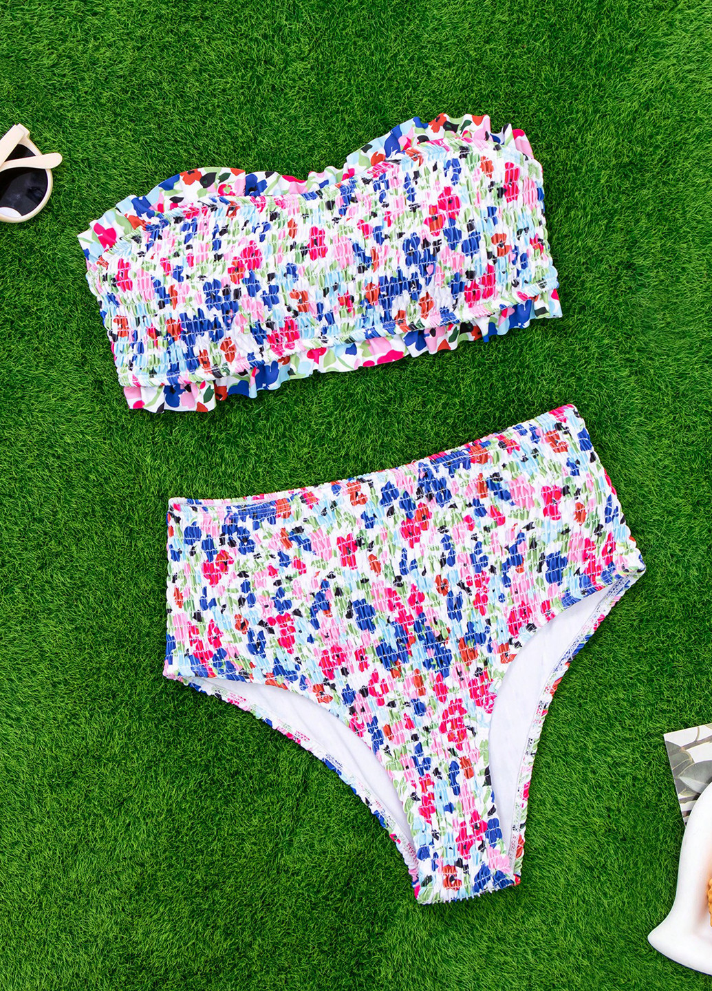 Комбінований літній купальник (ліф, трусики) роздільний, бандо SHEIN