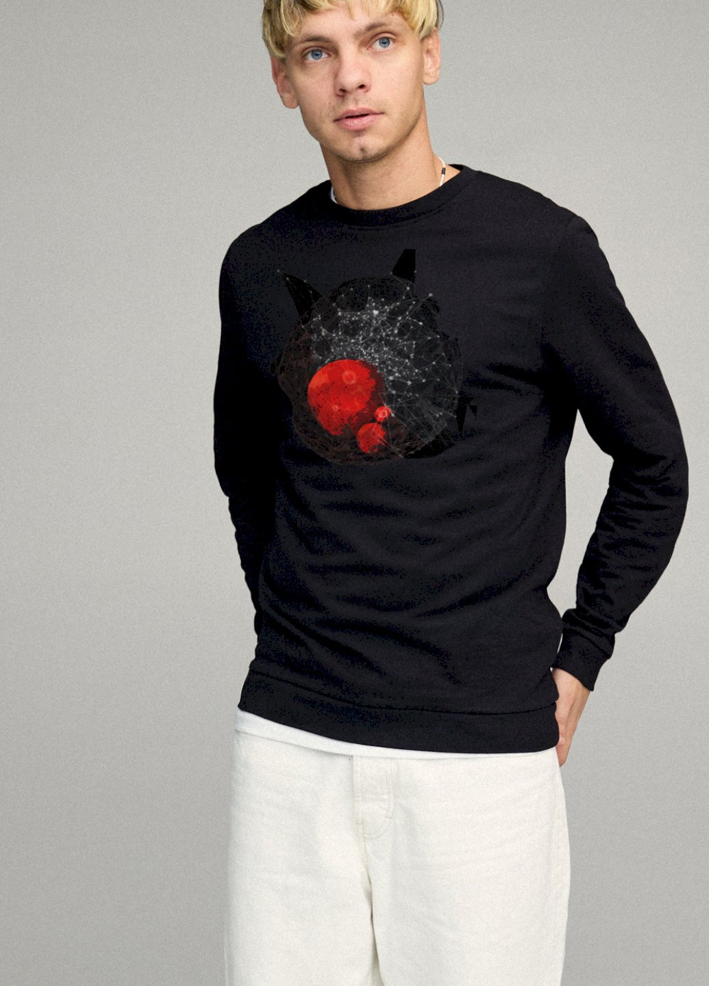 Черный свитшот мужской basic /no flis/ YAPPI рисунок (251424183)