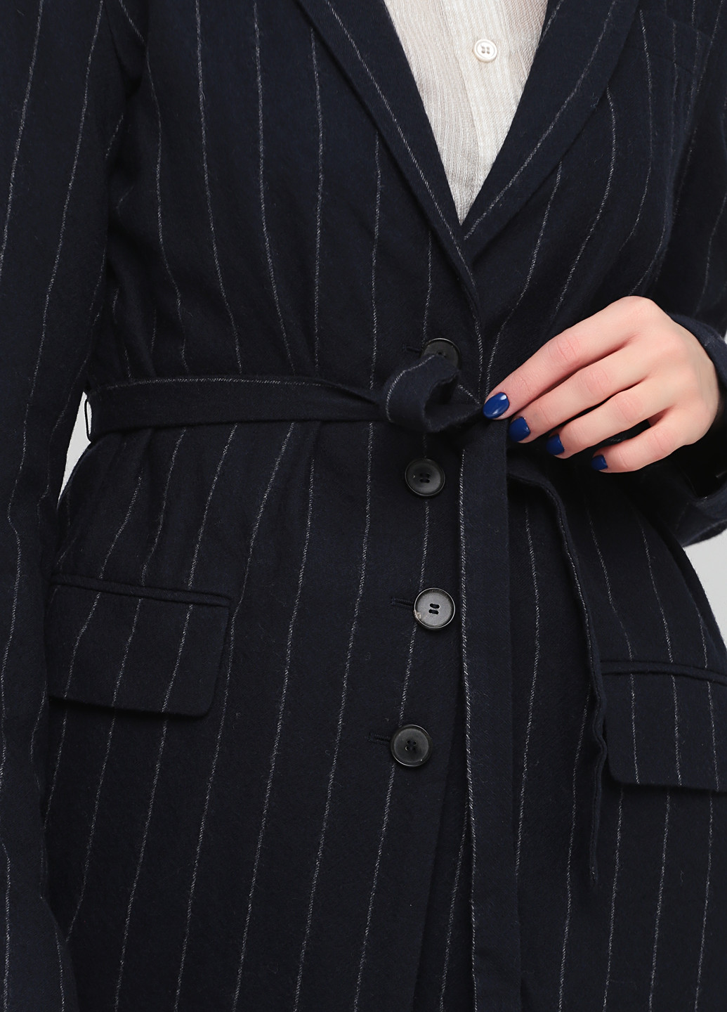 Темно-синее демисезонное Пальто однобортное Zara