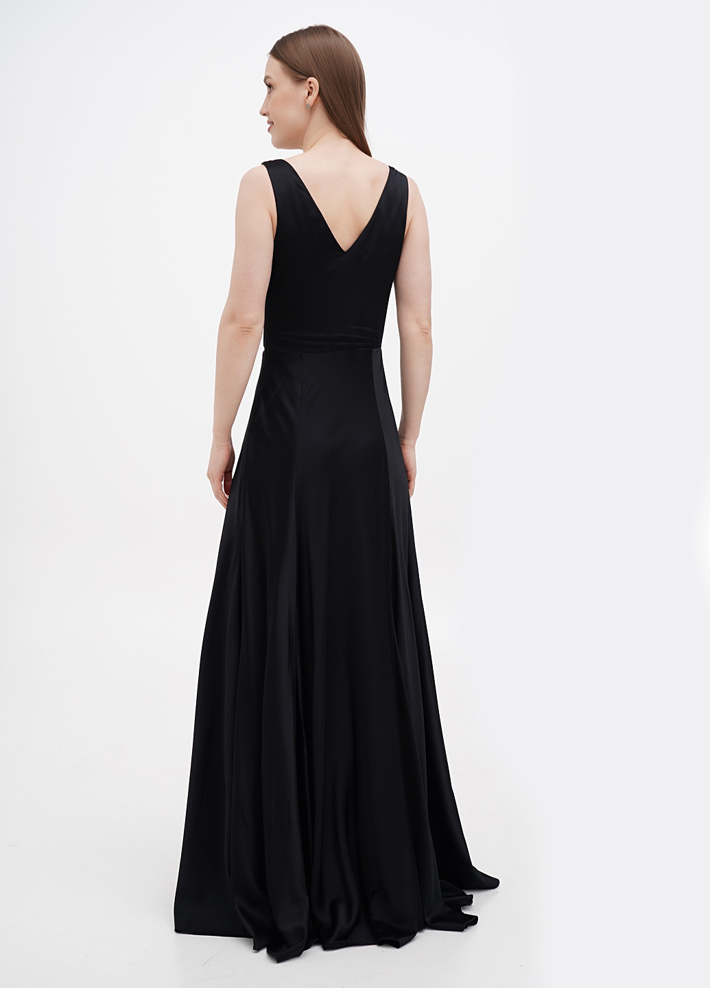 Черное вечернее платье в стиле ампир Ralph Lauren однотонное