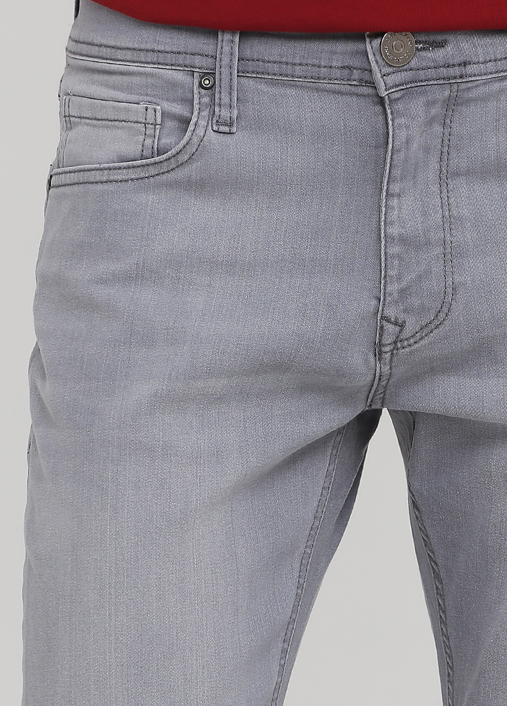 Серые демисезонные укороченные, зауженные джинсы Colin's