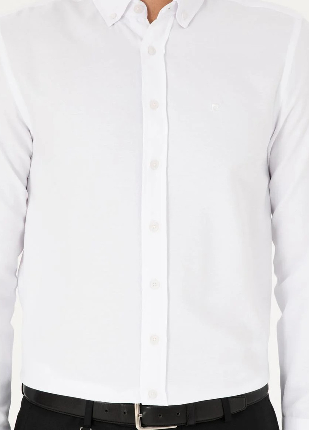 Белая кэжуал рубашка однотонная Pierre Cardin