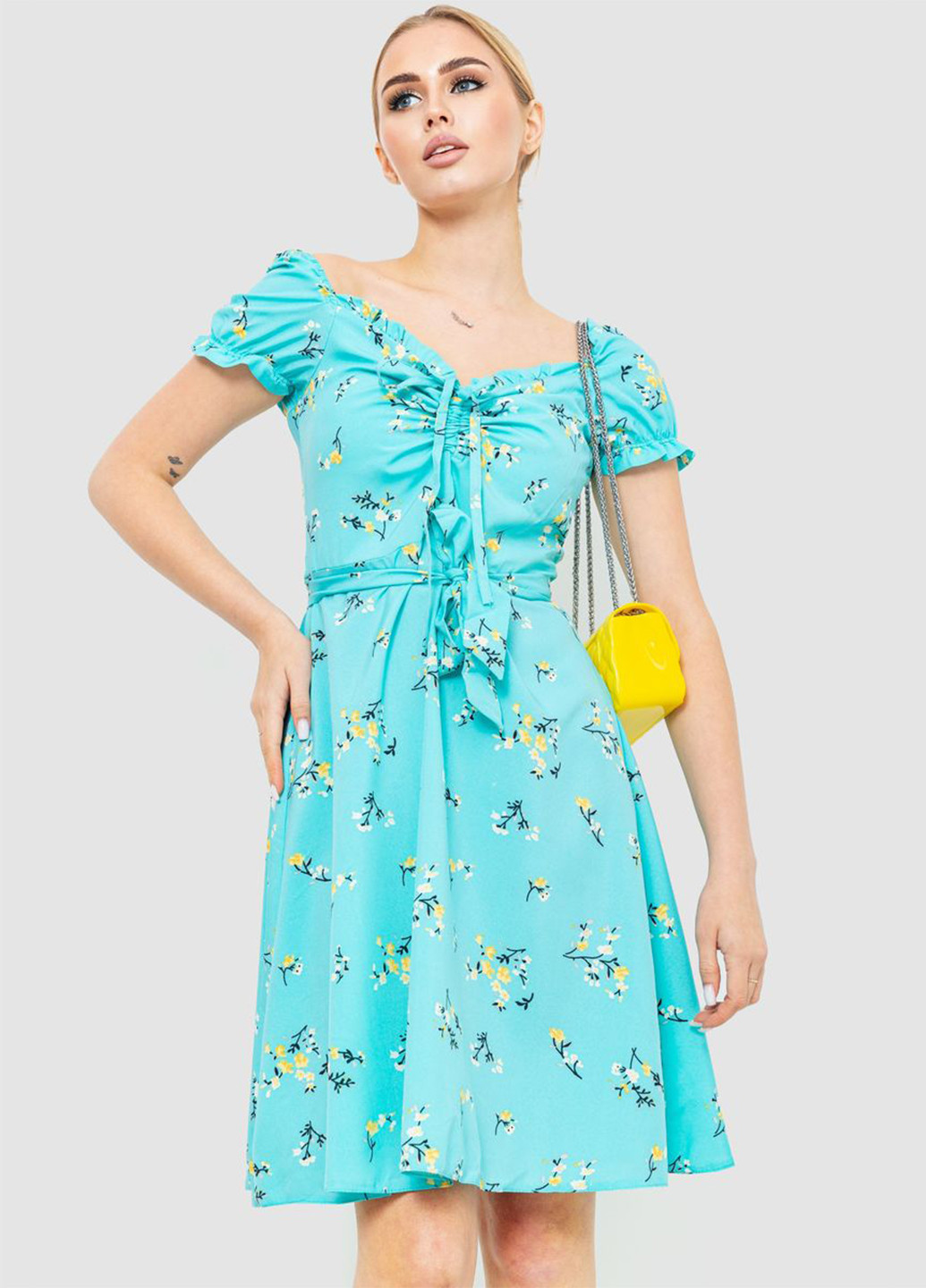 Бірюзова кежуал сукня кльош Ager з квітковим принтом