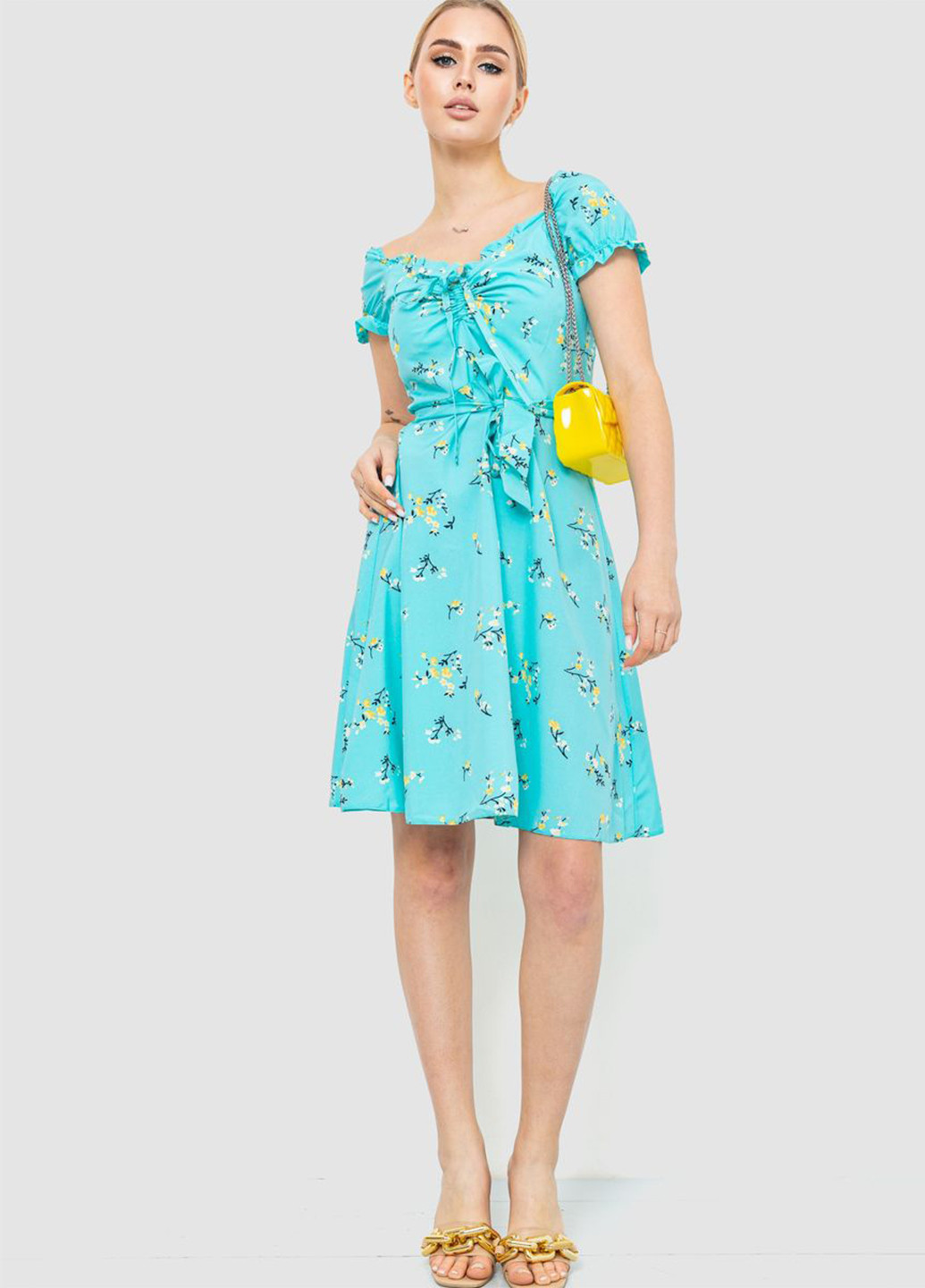 Бирюзовое кэжуал платье клеш Ager с цветочным принтом