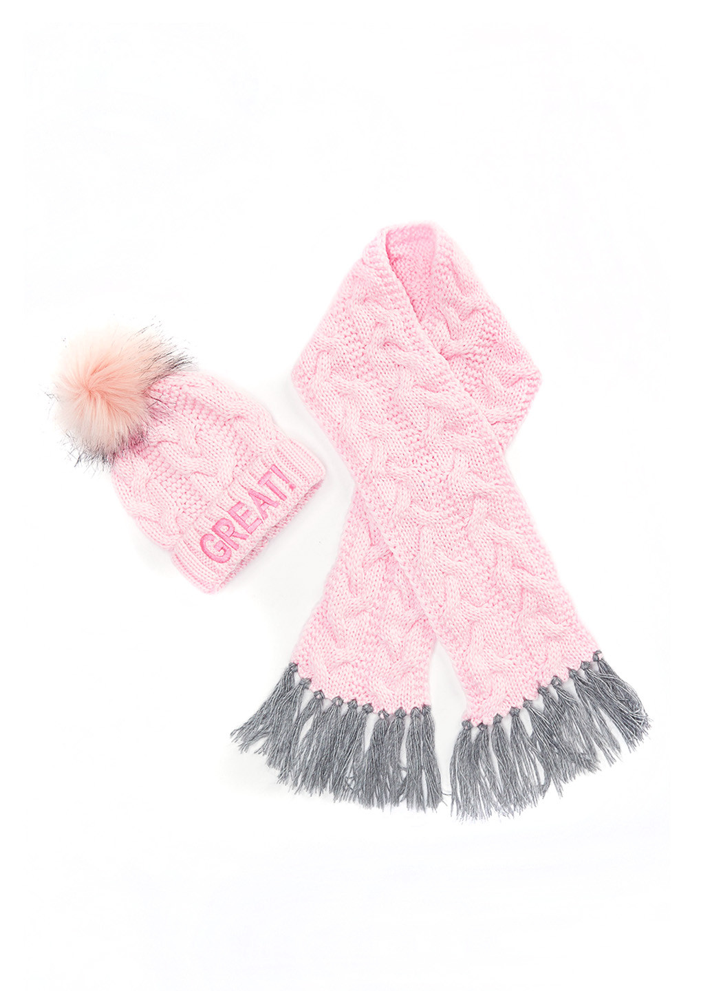 Комплект(шапка,шарф) DeFacto шапка + шарф светло-розовые кэжуалы акрил
