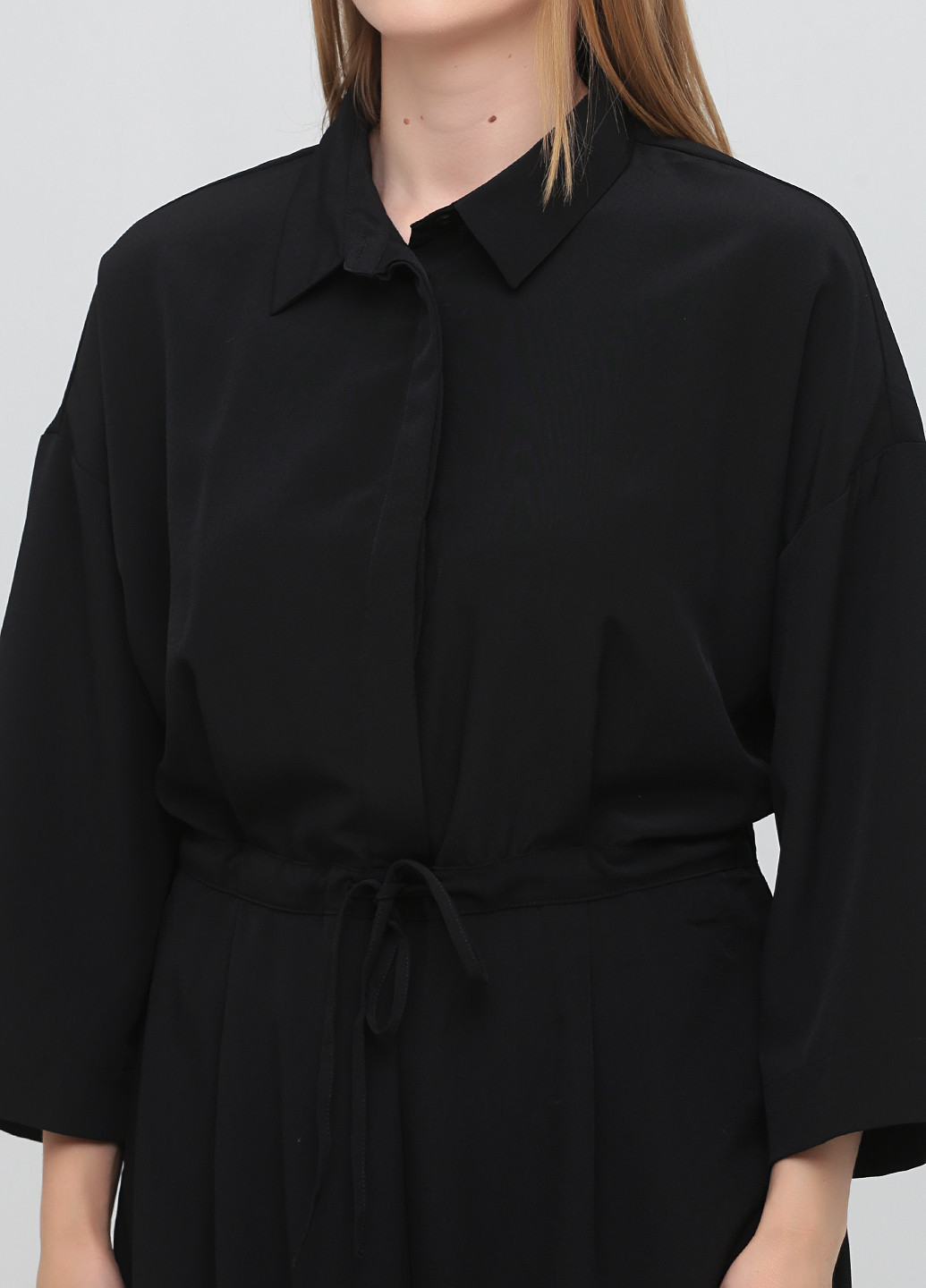 Комбинезон Monki комбинезон-брюки однотонный чёрный деловой, кэжуал полиэстер