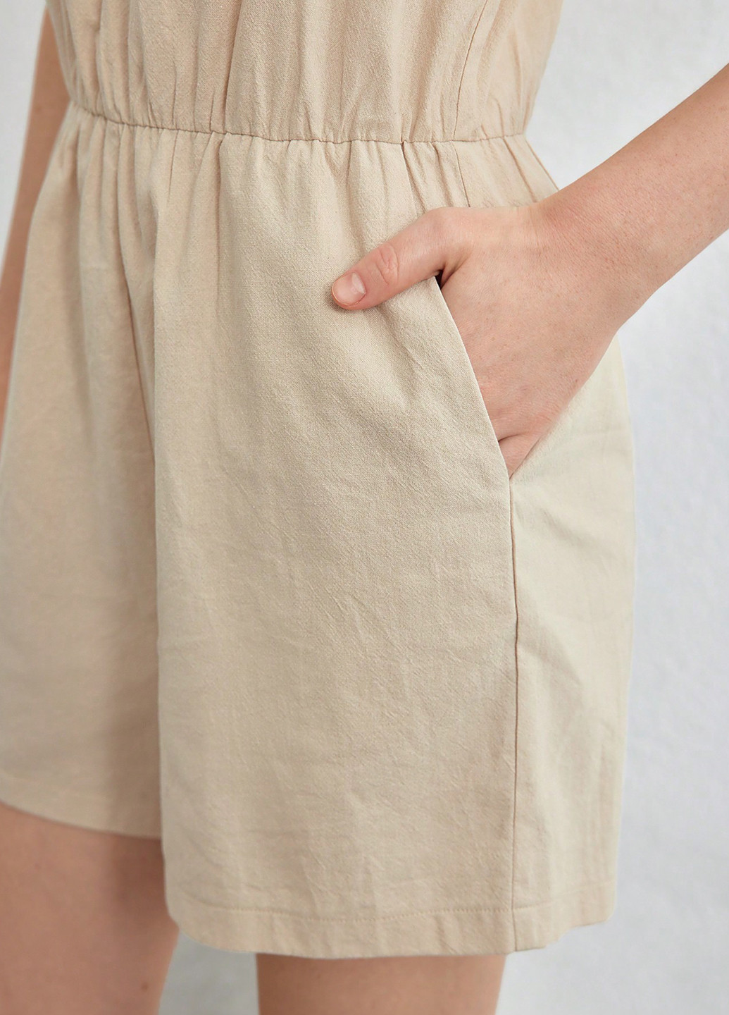 Комбінезон SHEIN комбінезон-шорти однотонний бежевий домашній бавовна