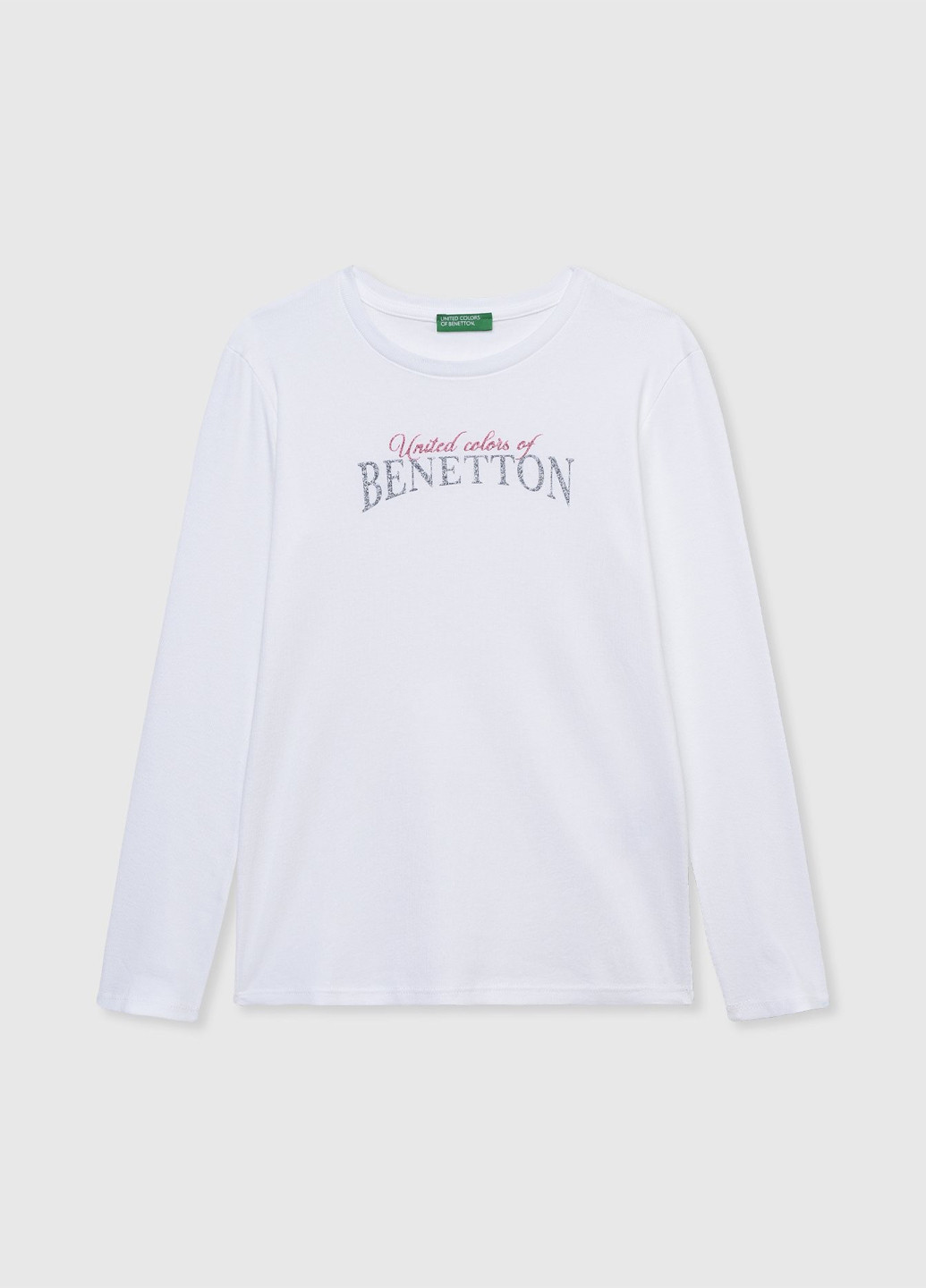 Белый демисезонный кэжуал лонгслив United Colors of Benetton с логотипом