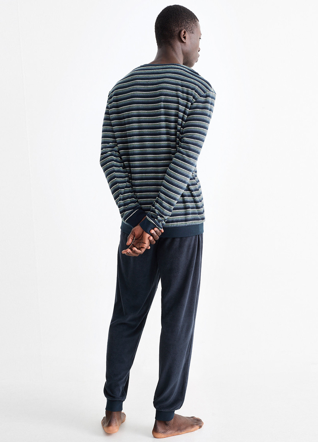 Темно-синій світшот C&A смужка без декору (352576179)