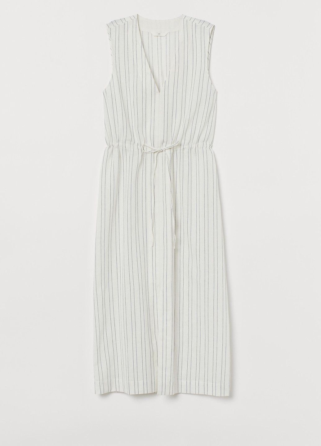 Белое кэжуал платье H&M в полоску