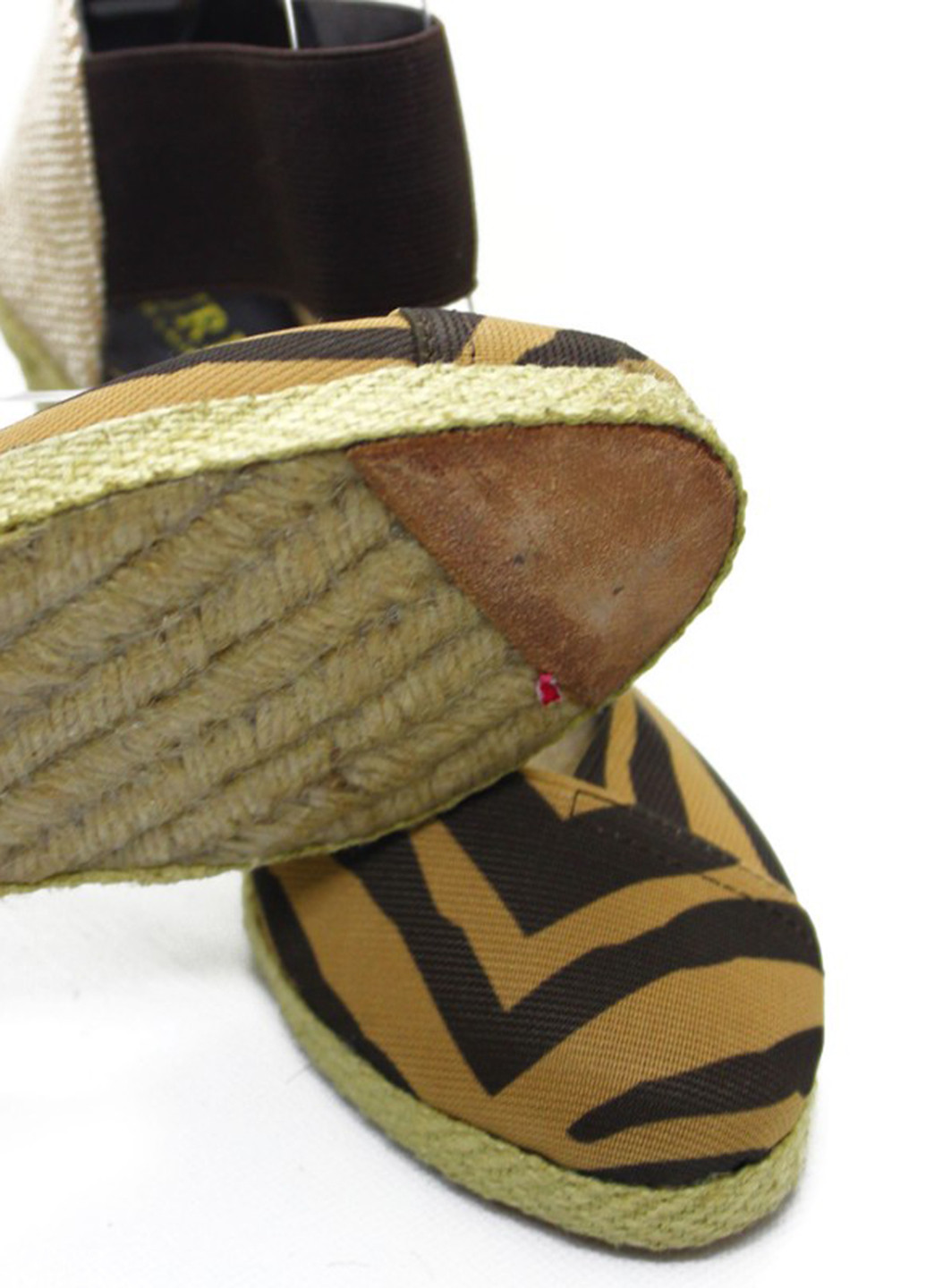 Комбинированные босоножки Ralph Lauren без застежки на плетеной подошве