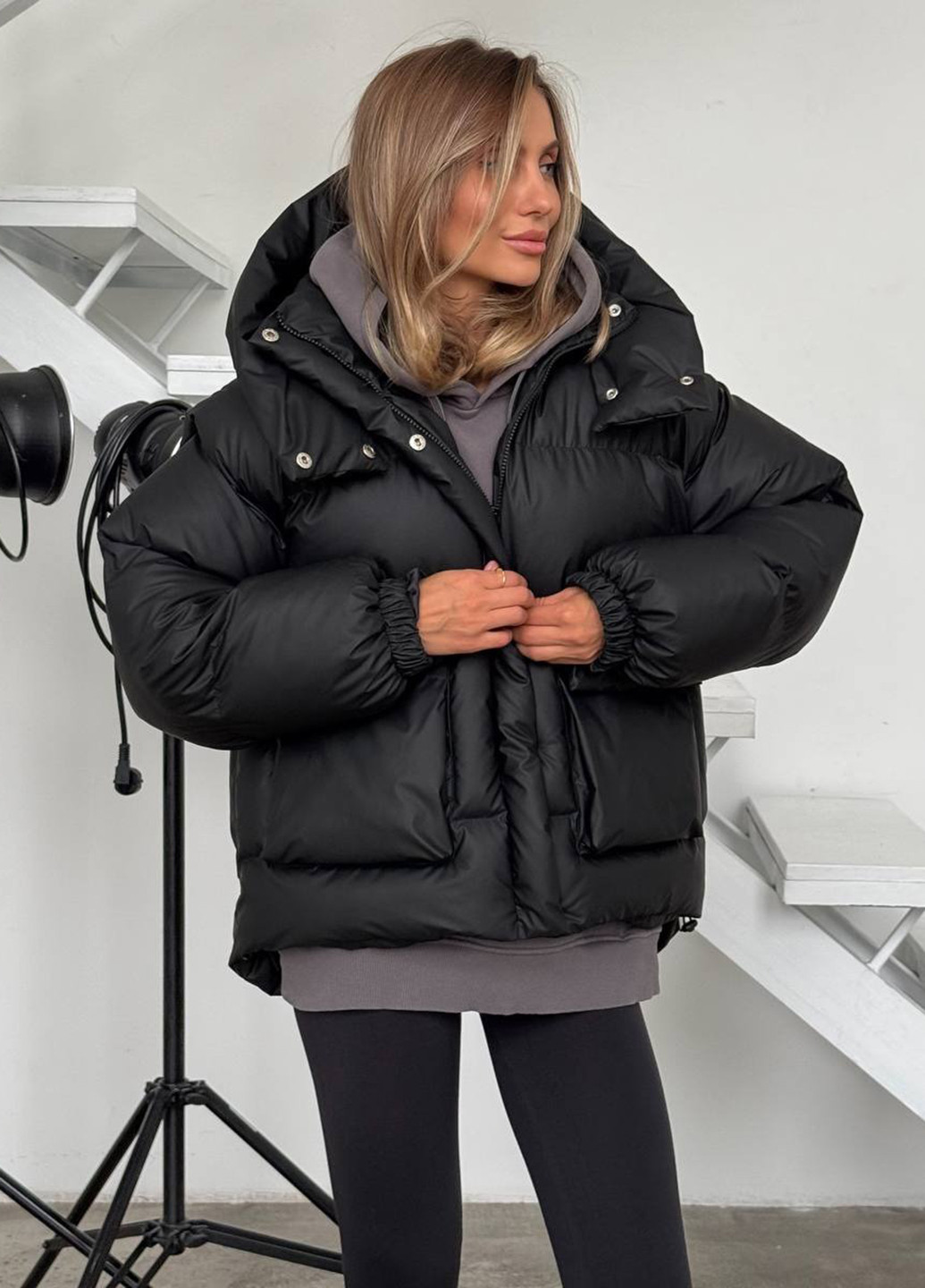 Чорний зимній Пуховик No Brand