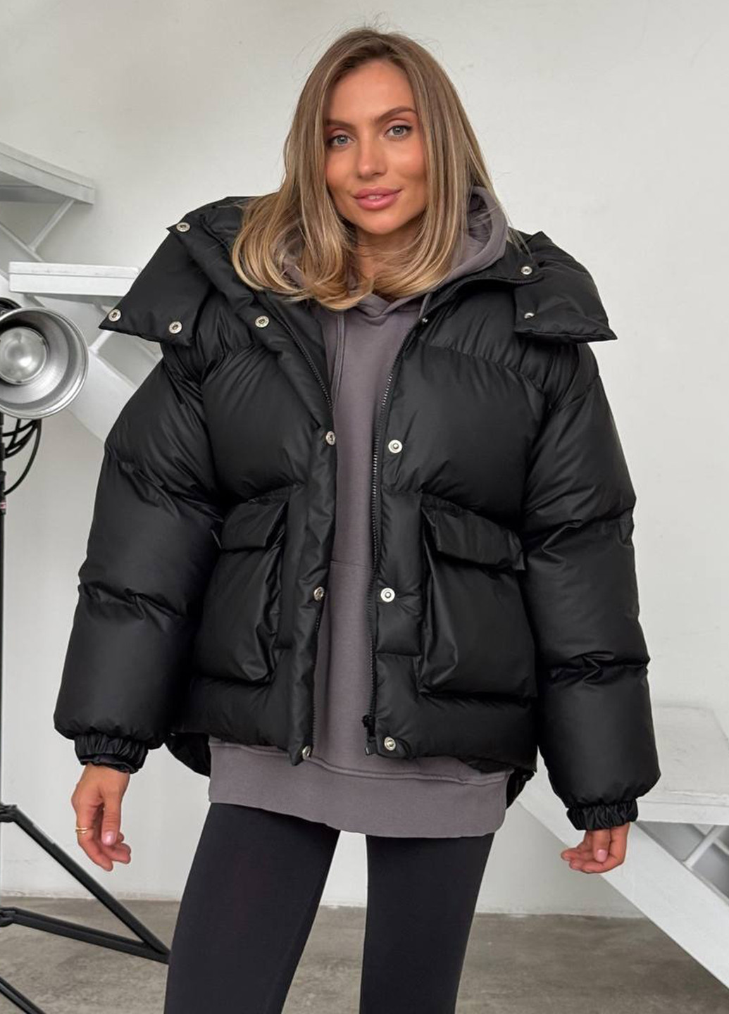 Чорний зимній Пуховик No Brand